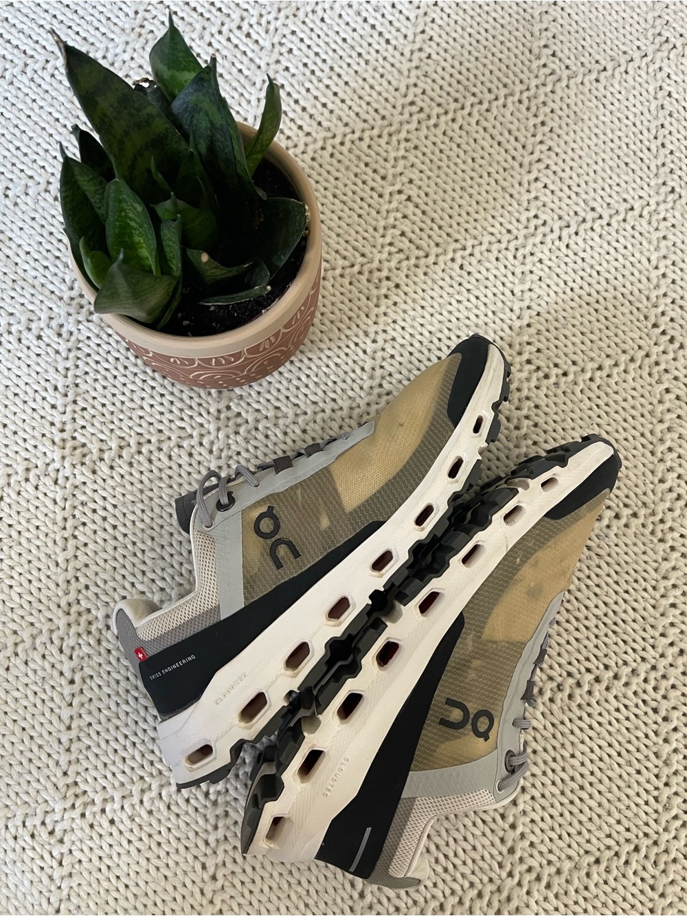 On Running Women's Athletic Shoes in Tan and Black